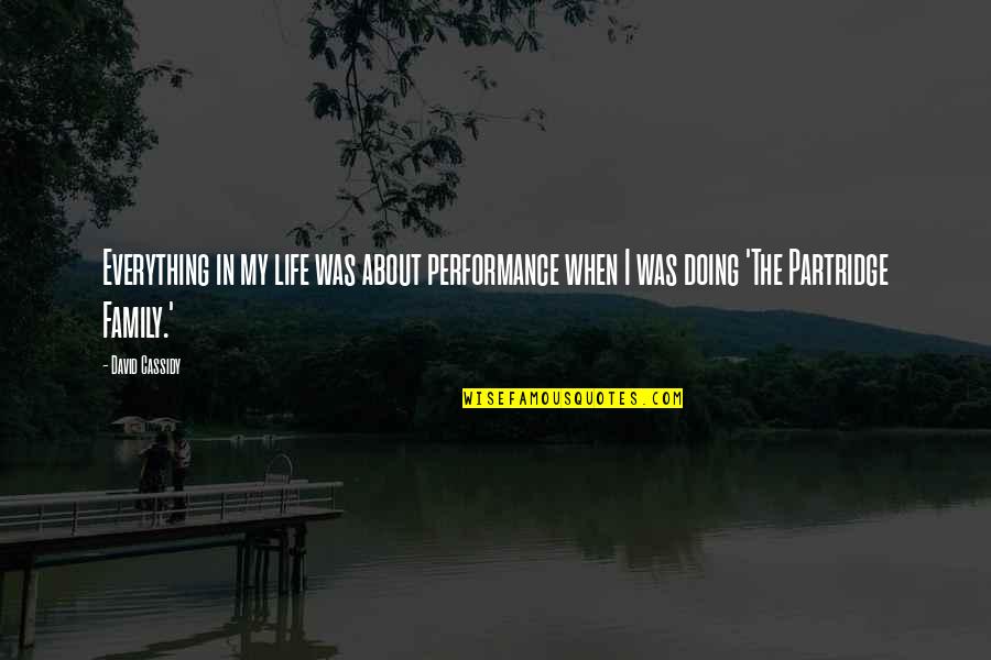 Best Ever Partridge Quotes By David Cassidy: Everything in my life was about performance when