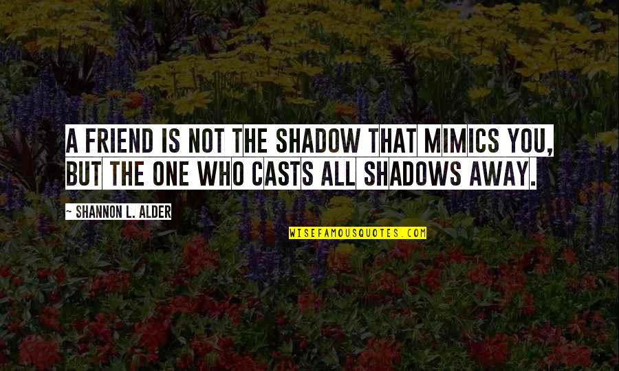 Best Example Of Friendship Quotes By Shannon L. Alder: A friend is not the shadow that mimics