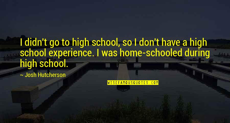 Best Experience In School Quotes By Josh Hutcherson: I didn't go to high school, so I