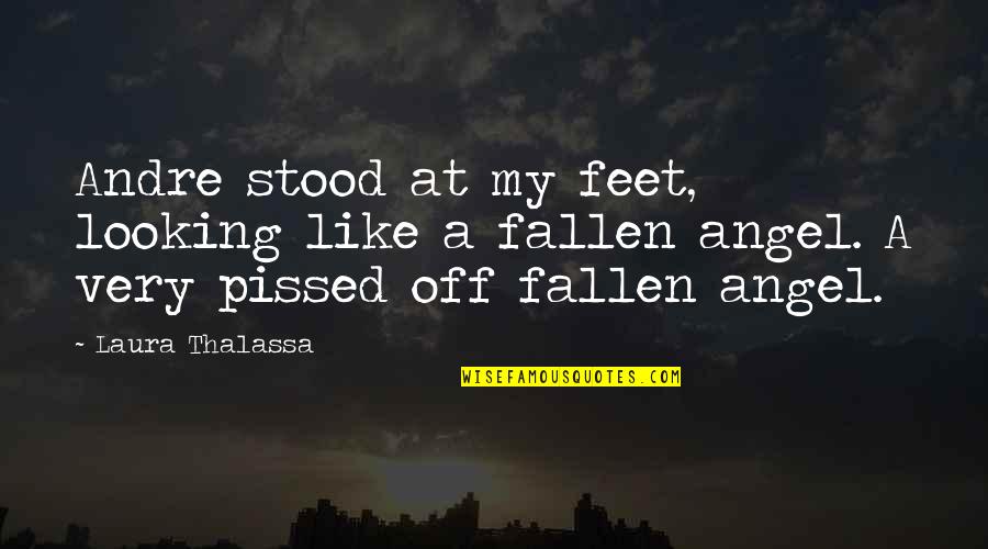 Best Fallen Angel Quotes By Laura Thalassa: Andre stood at my feet, looking like a