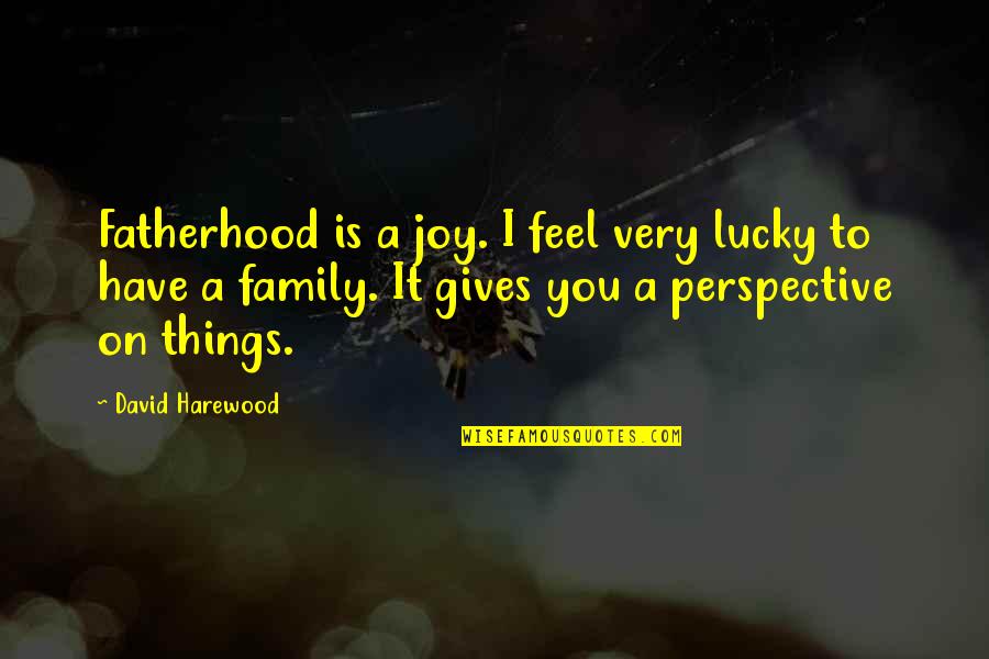 Best Fatherhood Quotes By David Harewood: Fatherhood is a joy. I feel very lucky