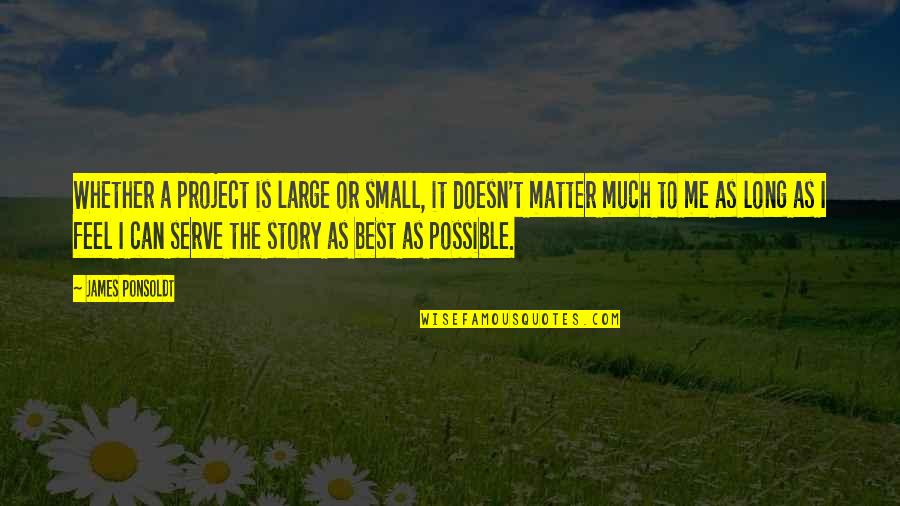 Best Feel Quotes By James Ponsoldt: Whether a project is large or small, it