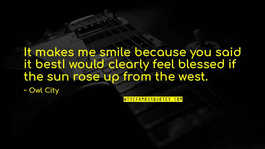 Best Feel Quotes By Owl City: It makes me smile because you said it