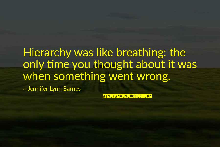 Best Female Comedian Quotes By Jennifer Lynn Barnes: Hierarchy was like breathing: the only time you