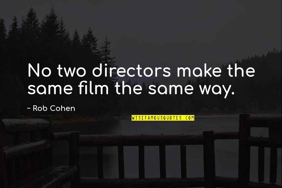 Best Film Directors Quotes By Rob Cohen: No two directors make the same film the