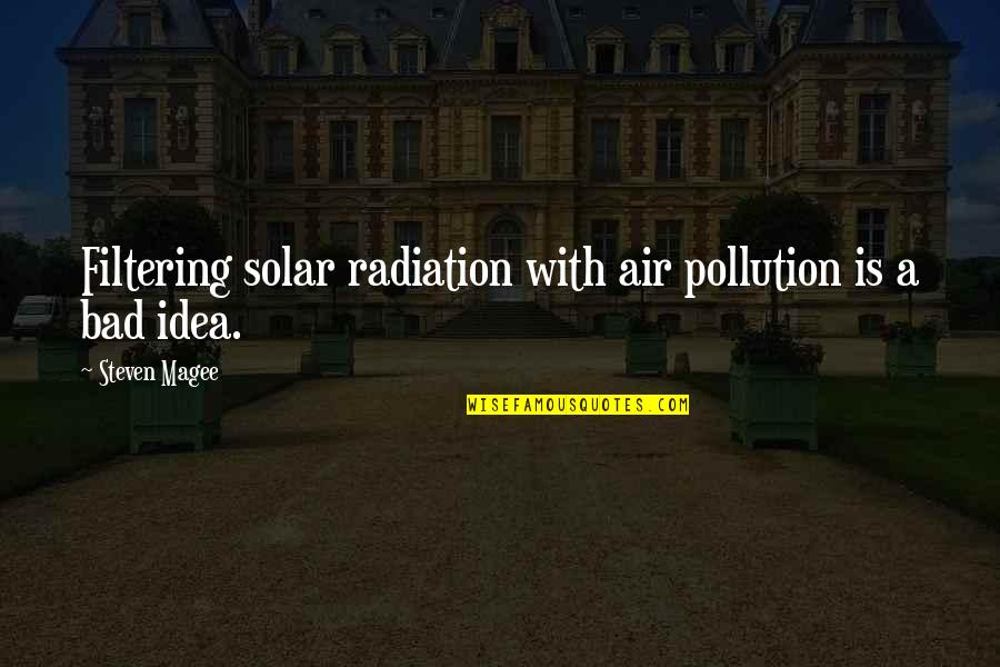 Best Filtering Quotes By Steven Magee: Filtering solar radiation with air pollution is a