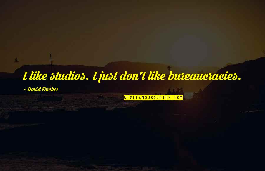 Best Fincher Quotes By David Fincher: I like studios. I just don't like bureaucracies.