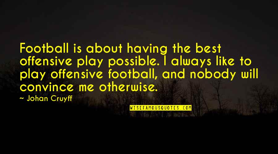 Best Football Quotes By Johan Cruyff: Football is about having the best offensive play