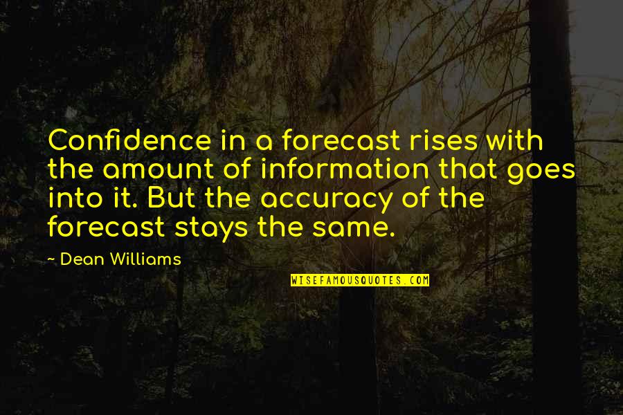 Best Forecast Quotes By Dean Williams: Confidence in a forecast rises with the amount