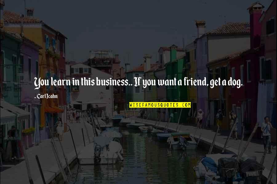 Best Friend And Dog Quotes By Carl Icahn: You learn in this business.. If you want