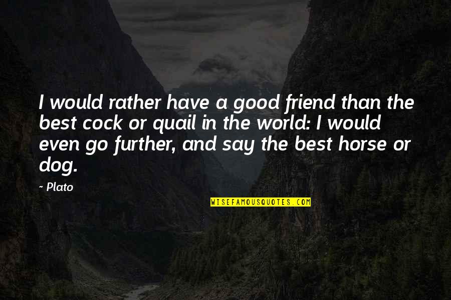 Best Friend And Dog Quotes By Plato: I would rather have a good friend than