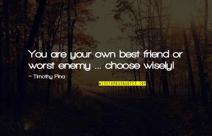 Best Friend And Worst Enemy Quotes By Timothy Pina: You are your own best friend or worst