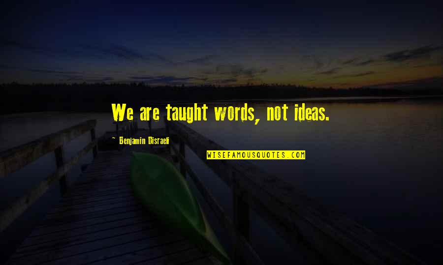 Best Friend Disagreement Quotes By Benjamin Disraeli: We are taught words, not ideas.