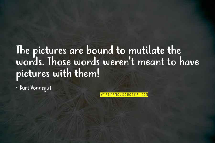 Best Friend Divorce Quotes By Kurt Vonnegut: The pictures are bound to mutilate the words. Best Friend Divorce Quotes By Kurt Vonnegut: The pictures are bound to mutilate the words.