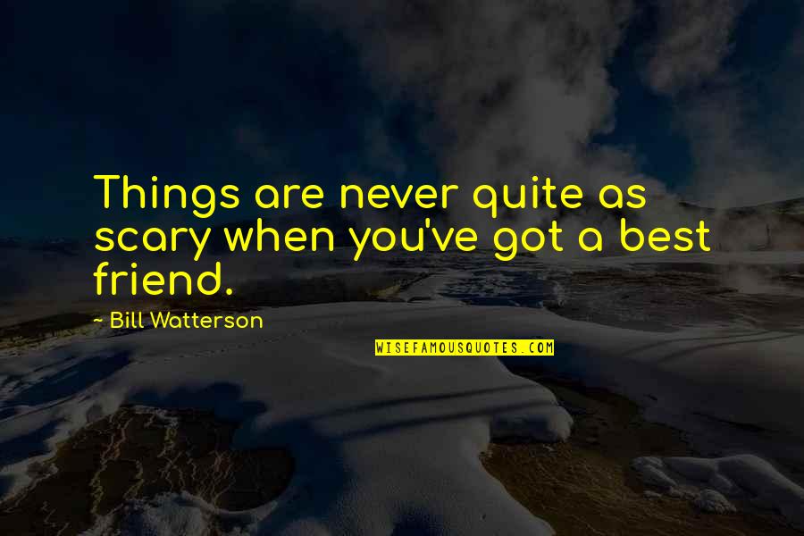 Best Friend Friendship Quotes By Bill Watterson: Things are never quite as scary when you've