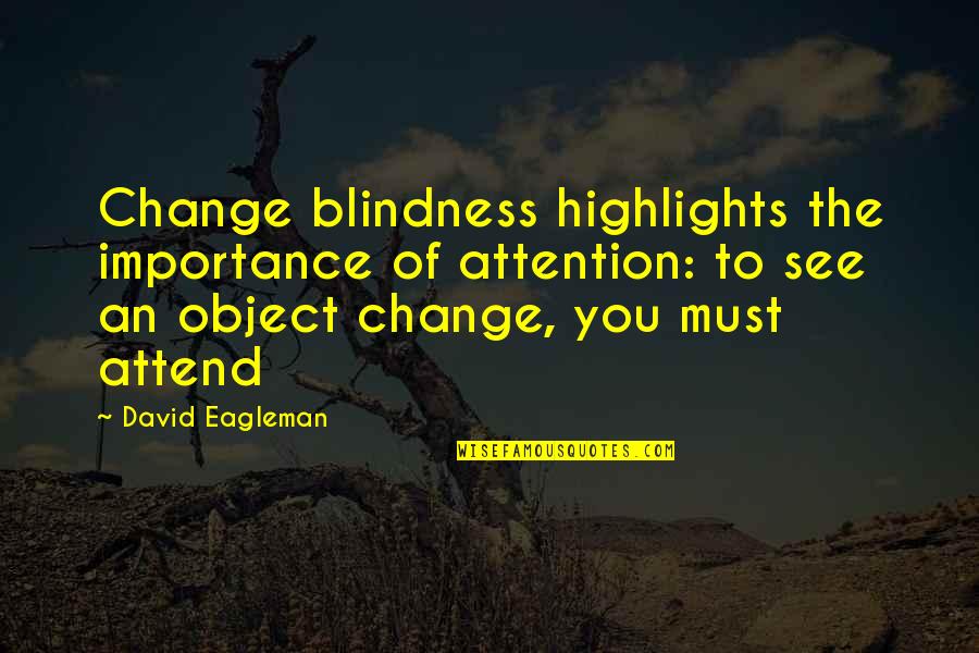 Best Friend Heartbreak Quotes By David Eagleman: Change blindness highlights the importance of attention: to