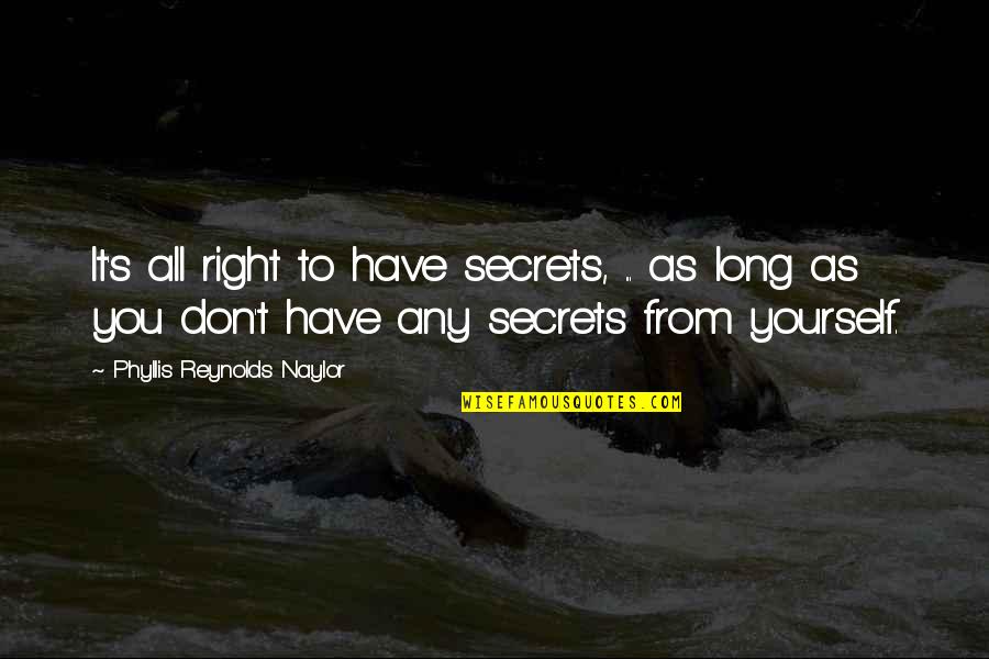 Best Friend Like Twin Quotes By Phyllis Reynolds Naylor: It's all right to have secrets, ... as