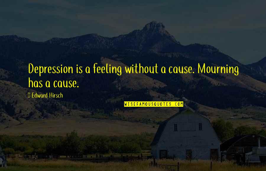 Best Friend Love Story Quotes By Edward Hirsch: Depression is a feeling without a cause. Mourning