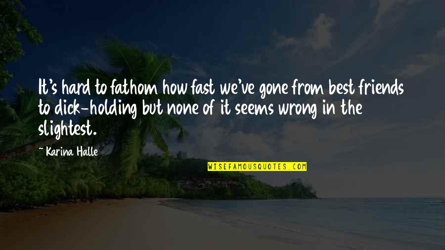 Best Friends Gone Wrong Quotes By Karina Halle: It's hard to fathom how fast we've gone