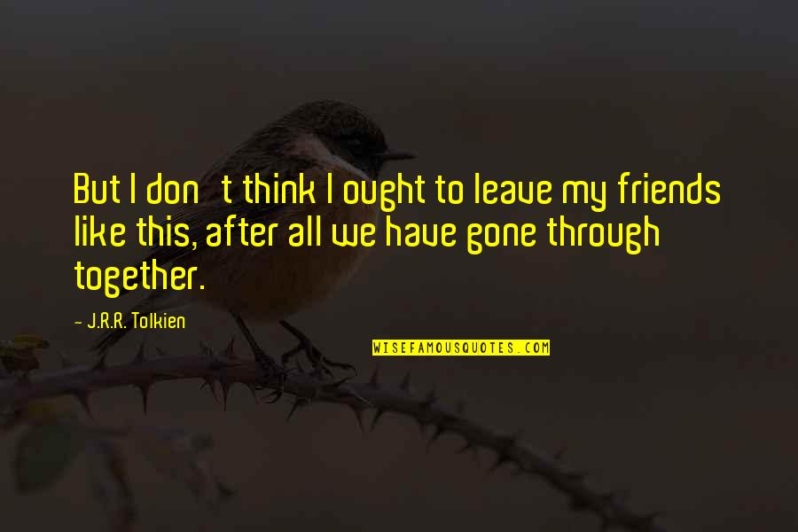 Best Friends Leave You Quotes By J.R.R. Tolkien: But I don't think I ought to leave