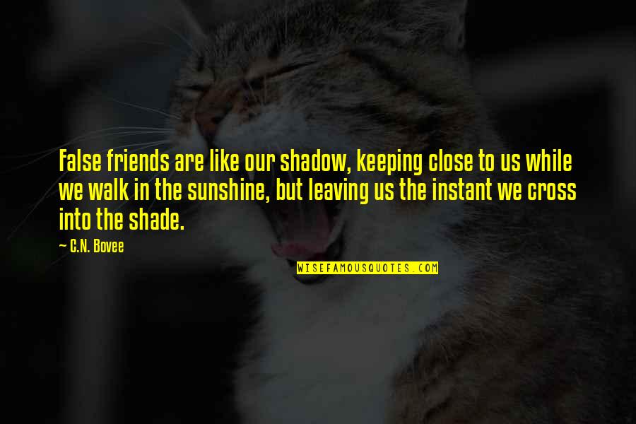 Best Friends Leaving U Quotes By C.N. Bovee: False friends are like our shadow, keeping close