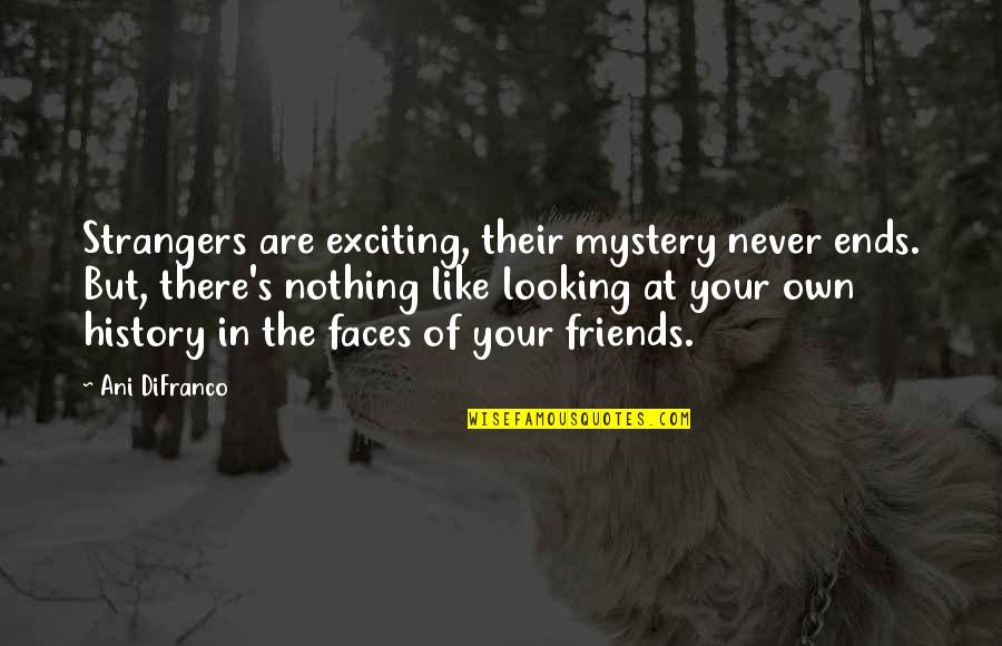 Best Friends Like You Quotes By Ani DiFranco: Strangers are exciting, their mystery never ends. But,
