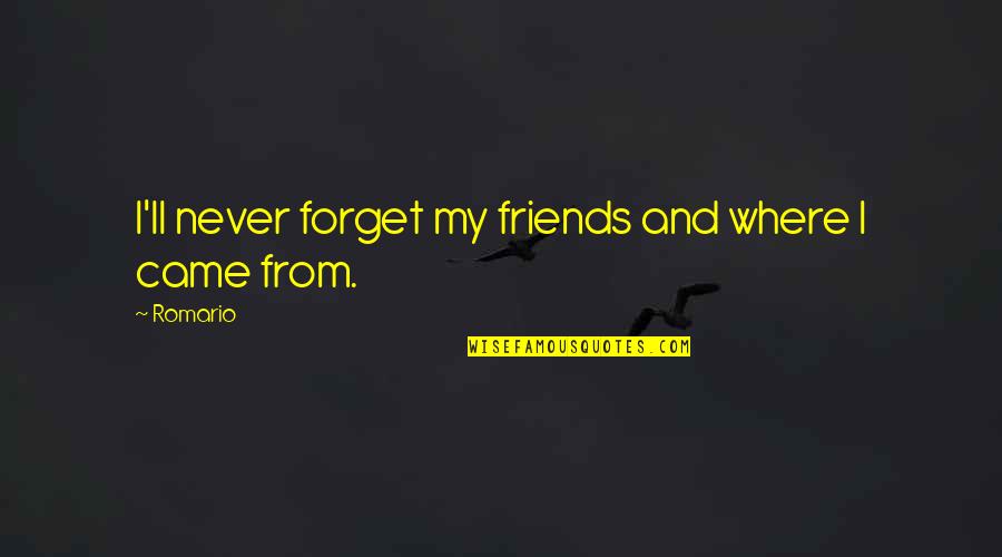 Best Friends Never Forget Quotes By Romario: I'll never forget my friends and where I