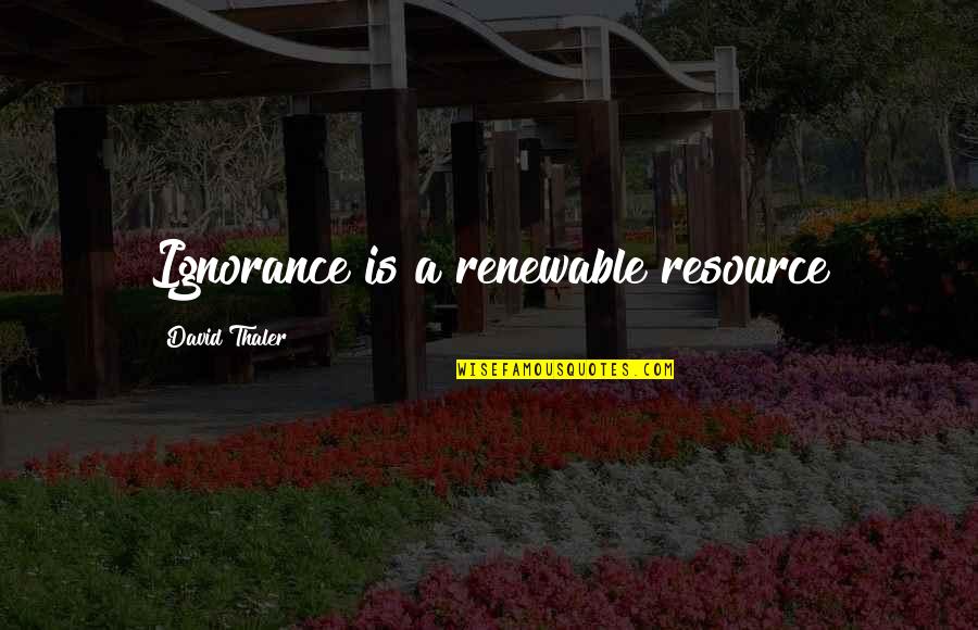 Best Friends Never Leave You Quotes By David Thaler: Ignorance is a renewable resource