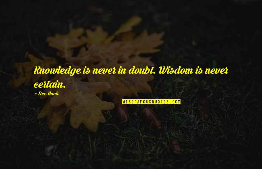 Best Friends That Died Quotes By Dee Hock: Knowledge is never in doubt. Wisdom is never