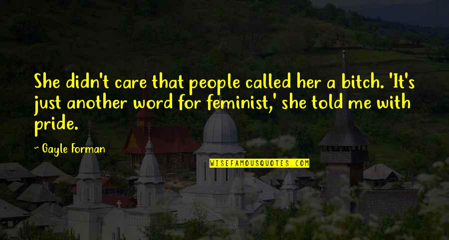 Best Funny Feminist Quotes By Gayle Forman: She didn't care that people called her a