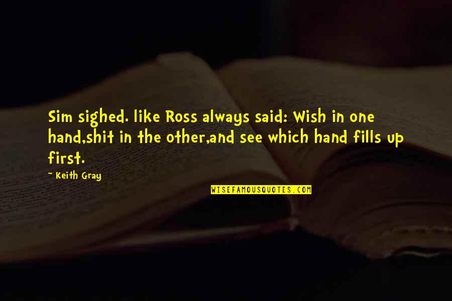 Best Funny True Quotes By Keith Gray: Sim sighed. like Ross always said: Wish in