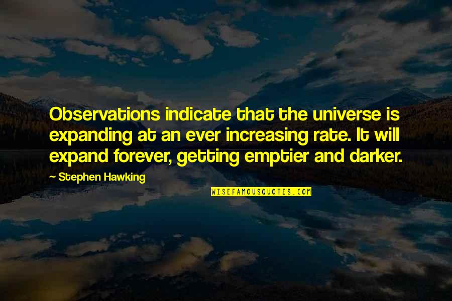 Best Getting Even Quotes By Stephen Hawking: Observations indicate that the universe is expanding at
