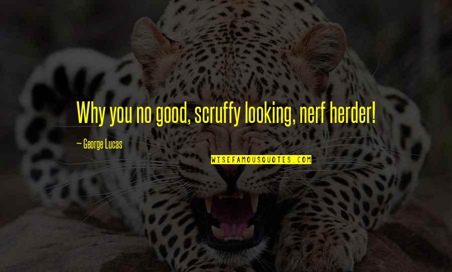 Best Good Looking Quotes By George Lucas: Why you no good, scruffy looking, nerf herder!