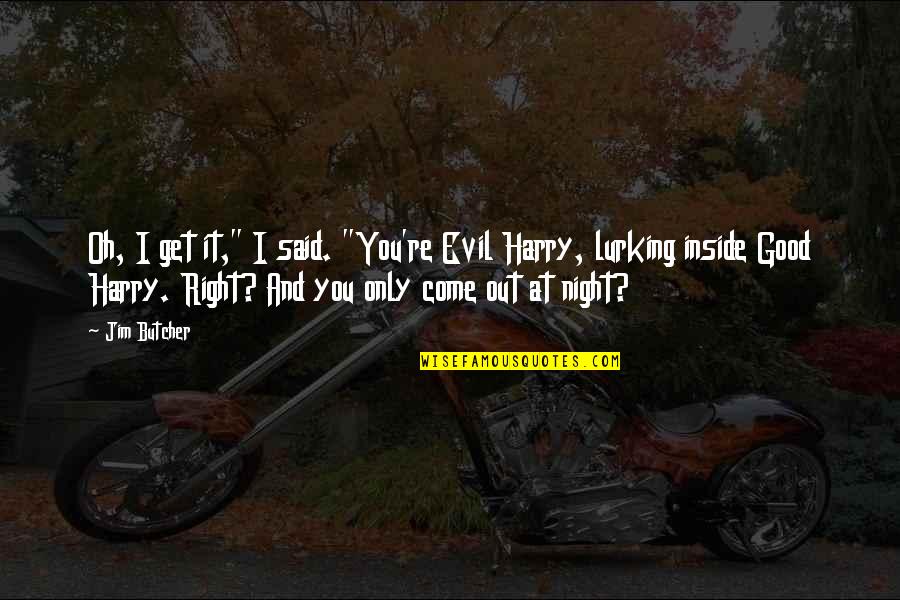 Best Good Night Quotes By Jim Butcher: Oh, I get it," I said. "You're Evil