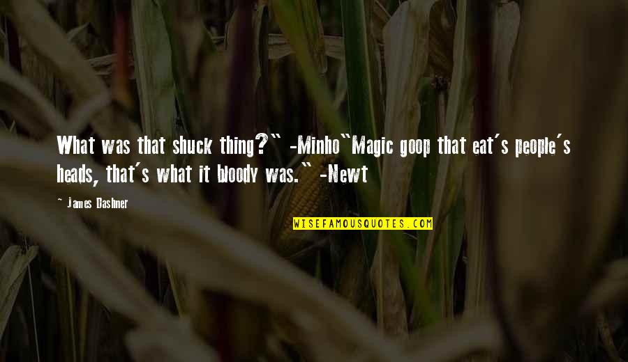 Best Goop Quotes By James Dashner: What was that shuck thing?" -Minho"Magic goop that