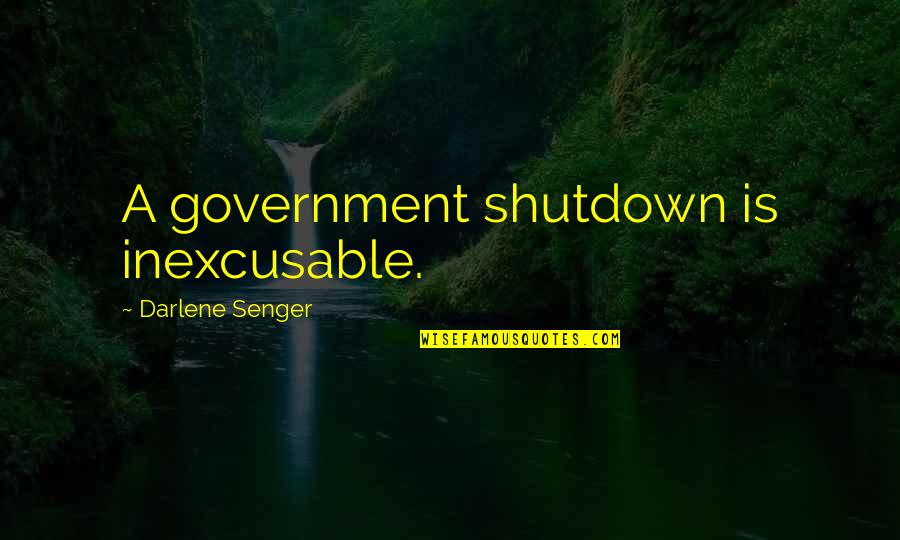 Best Government Shutdown Quotes By Darlene Senger: A government shutdown is inexcusable.