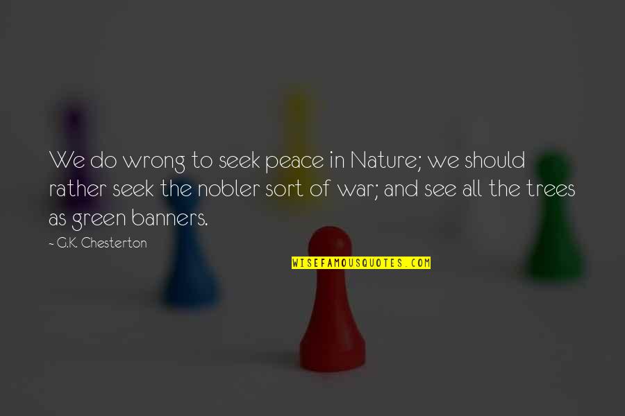 Best Green Trees Quotes By G.K. Chesterton: We do wrong to seek peace in Nature;
