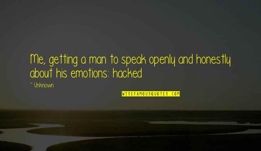 Best Hacked Quotes By Unknown: Me, getting a man to speak openly and