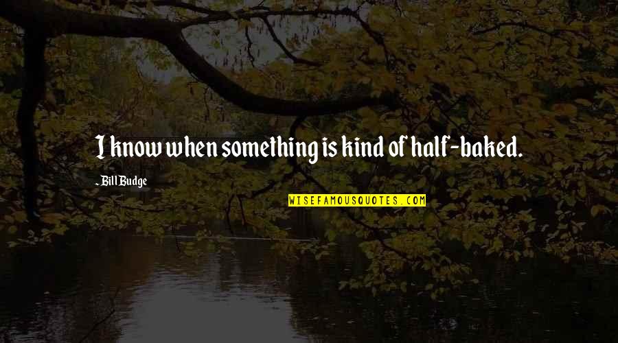 Best Half Baked Quotes By Bill Budge: I know when something is kind of half-baked.
