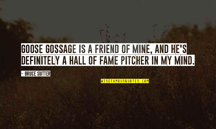 Best Hall Of Fame Quotes By Bruce Sutter: Goose Gossage is a friend of mine, and