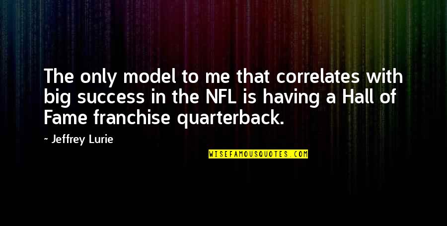 Best Hall Of Fame Quotes By Jeffrey Lurie: The only model to me that correlates with