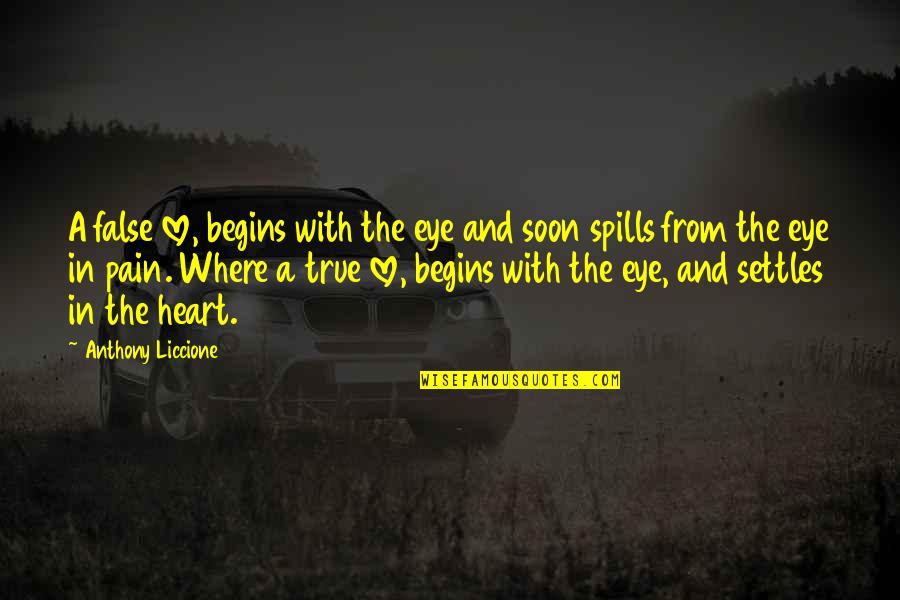 Best Heart Pain Quotes By Anthony Liccione: A false love, begins with the eye and