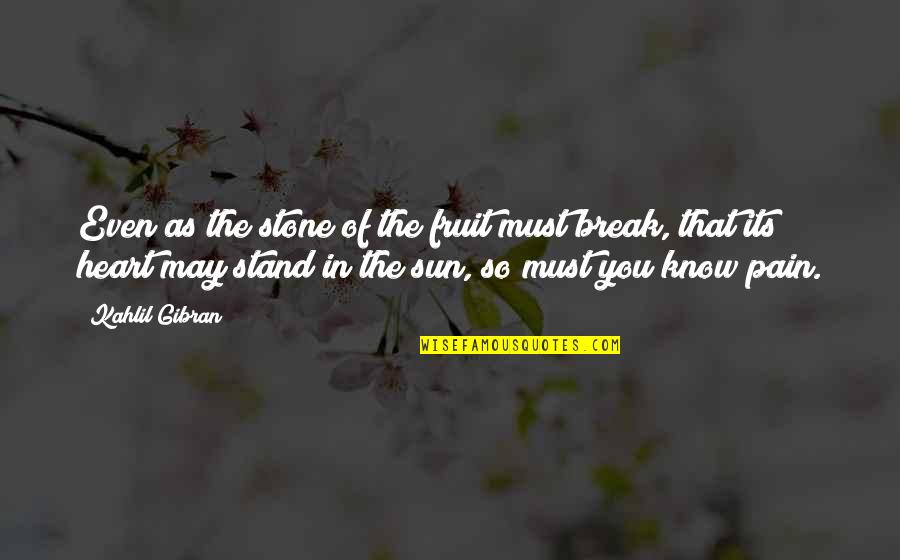 Best Heart Pain Quotes By Kahlil Gibran: Even as the stone of the fruit must