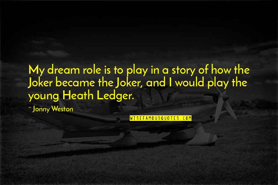 Best Heath Ledger Joker Quotes By Jonny Weston: My dream role is to play in a