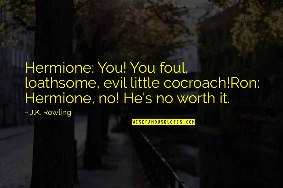 Best Hermione And Ron Quotes By J.K. Rowling: Hermione: You! You foul, loathsome, evil little cocroach!Ron: