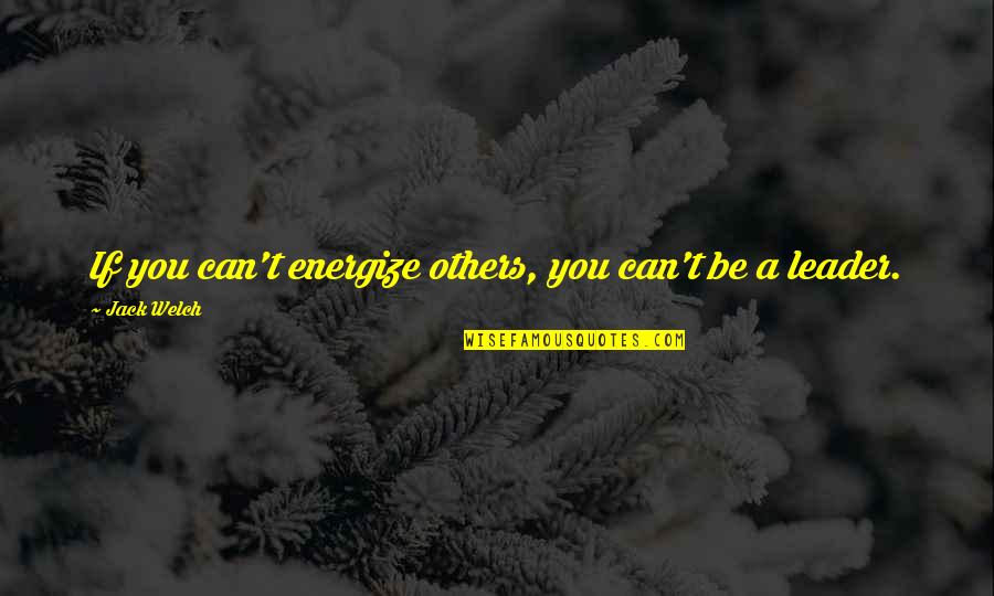 Best High School Wrestling Quotes By Jack Welch: If you can't energize others, you can't be