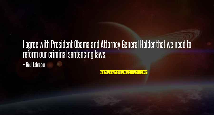 Best Holder Quotes By Raul Labrador: I agree with President Obama and Attorney General