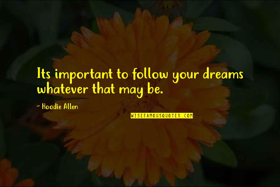 Best Hoodie Quotes By Hoodie Allen: Its important to follow your dreams whatever that