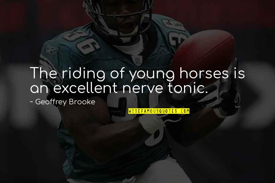 Best Horse Riding Quotes By Geoffrey Brooke: The riding of young horses is an excellent