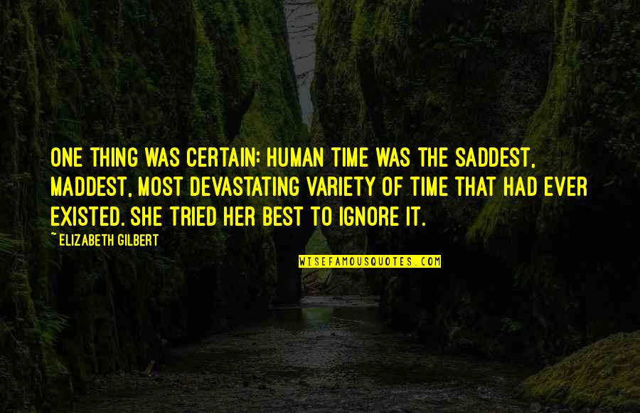 Best Human Quotes By Elizabeth Gilbert: One thing was certain: Human Time was the